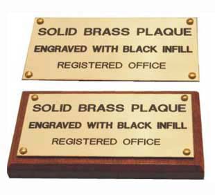 engraved brass plaque